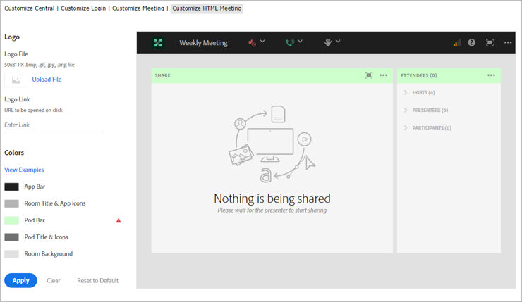 Customize HTML Meeting settings