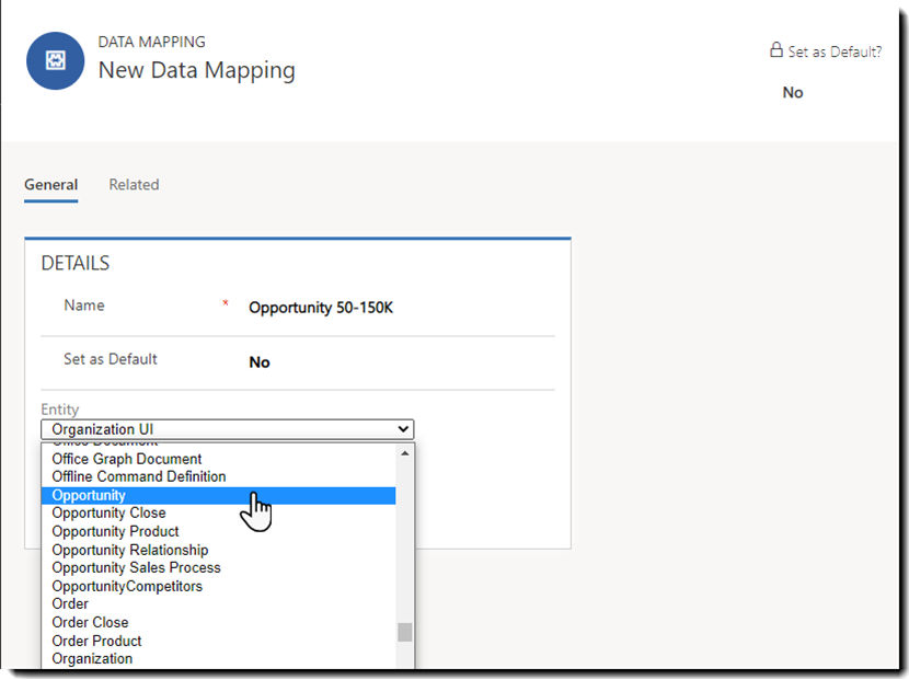 Data Mapping page