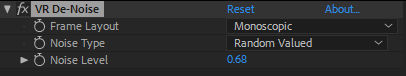VR De-Noise settings