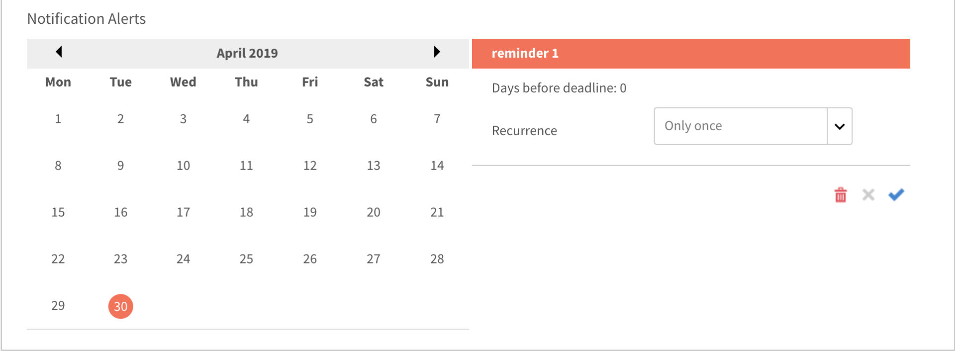 Course deadline calender