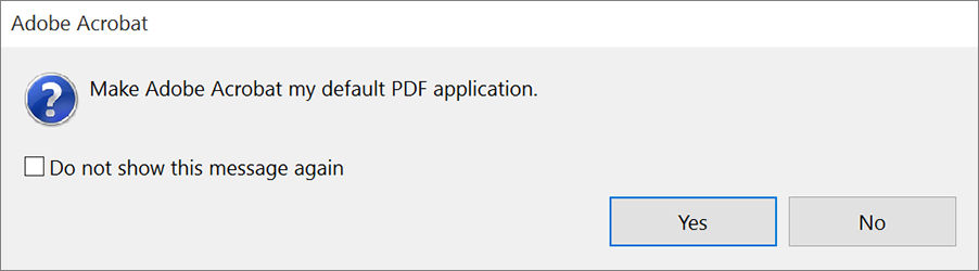 Prompt for making Acrobat the default owner