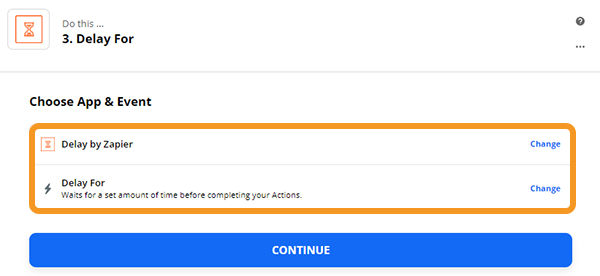 Selecione Atraso por Zapier