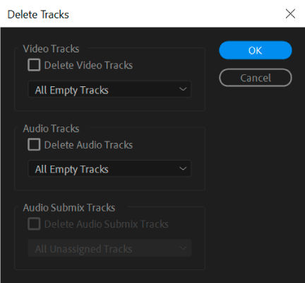 Delete Tracks dialog box