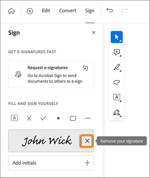 Delete signatures