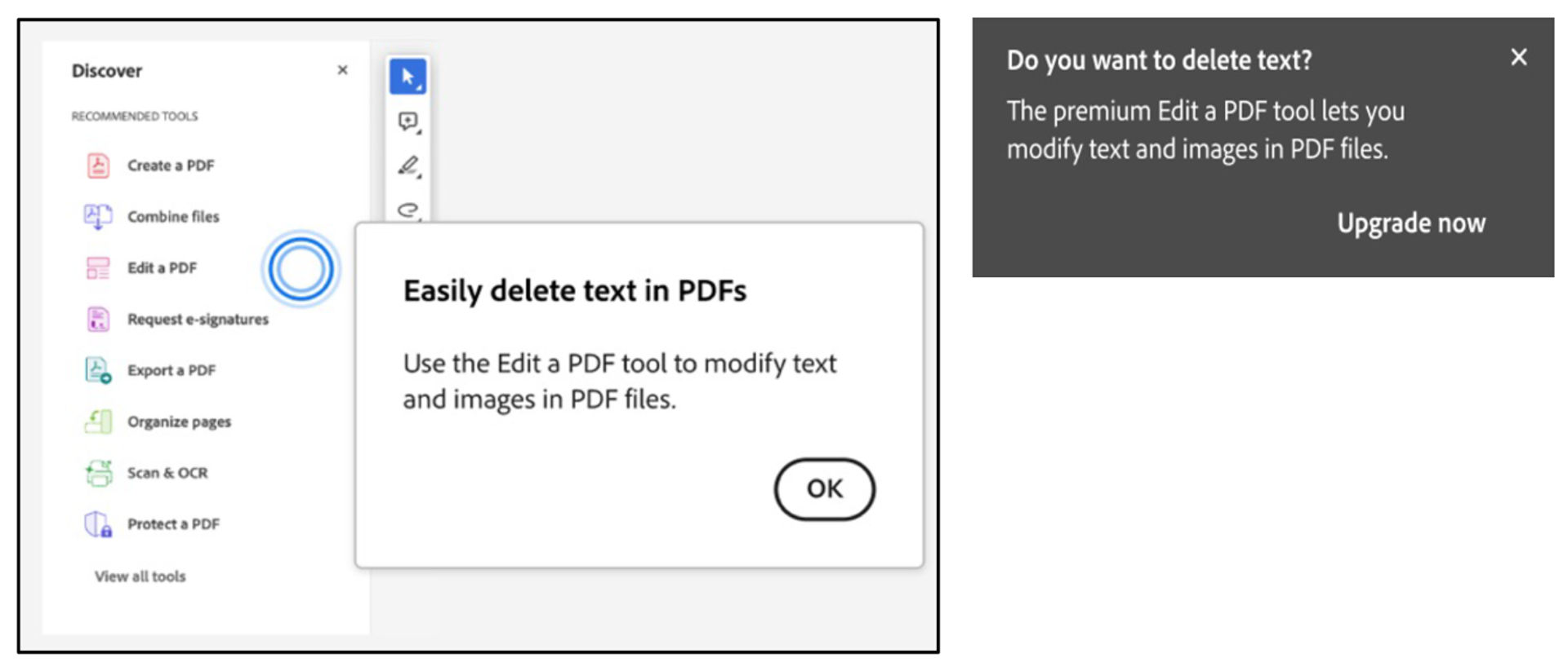 Edit tool prompt while deleting text
