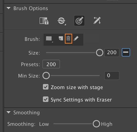 Delete custom brush