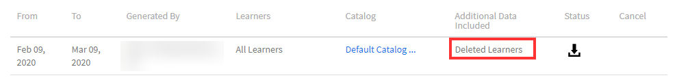 Deleted learners on download page