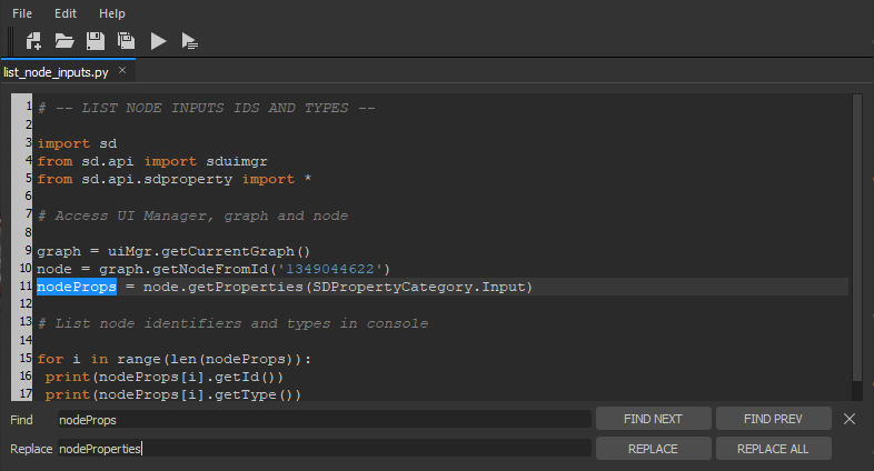 Find and replace in Python editor