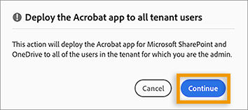 Deploy to all tenant users confirmation dialog