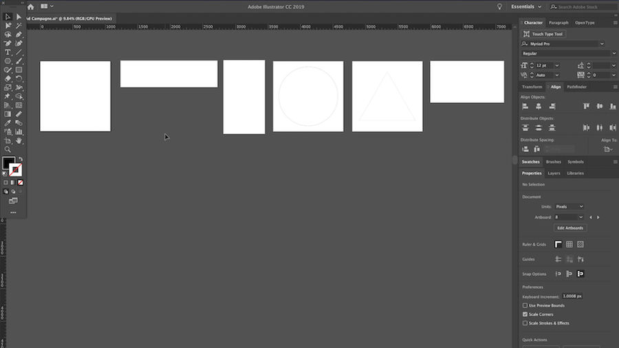 Illustrator preset artboard templates can be used for various web or print based projects 