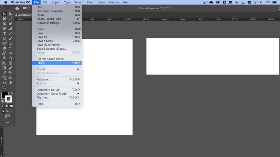 Select File > Place to import photos into Adobe Illustrator