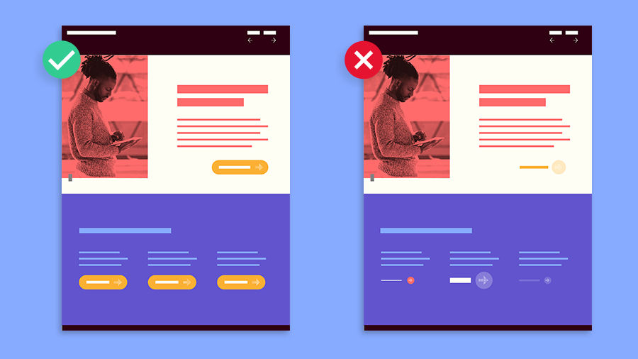 Side-by-side examples of good and bad layout usability