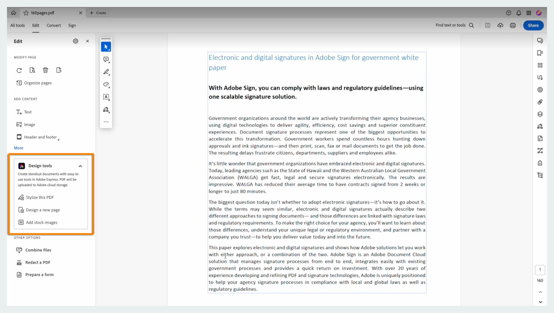 Design tools to stylize the pdf