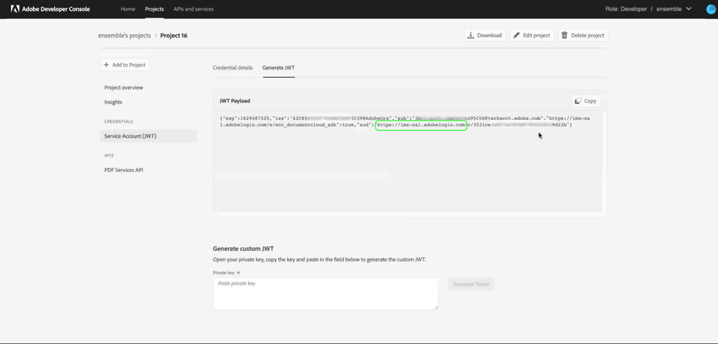 dev-console-generate-jwt-aud-value
