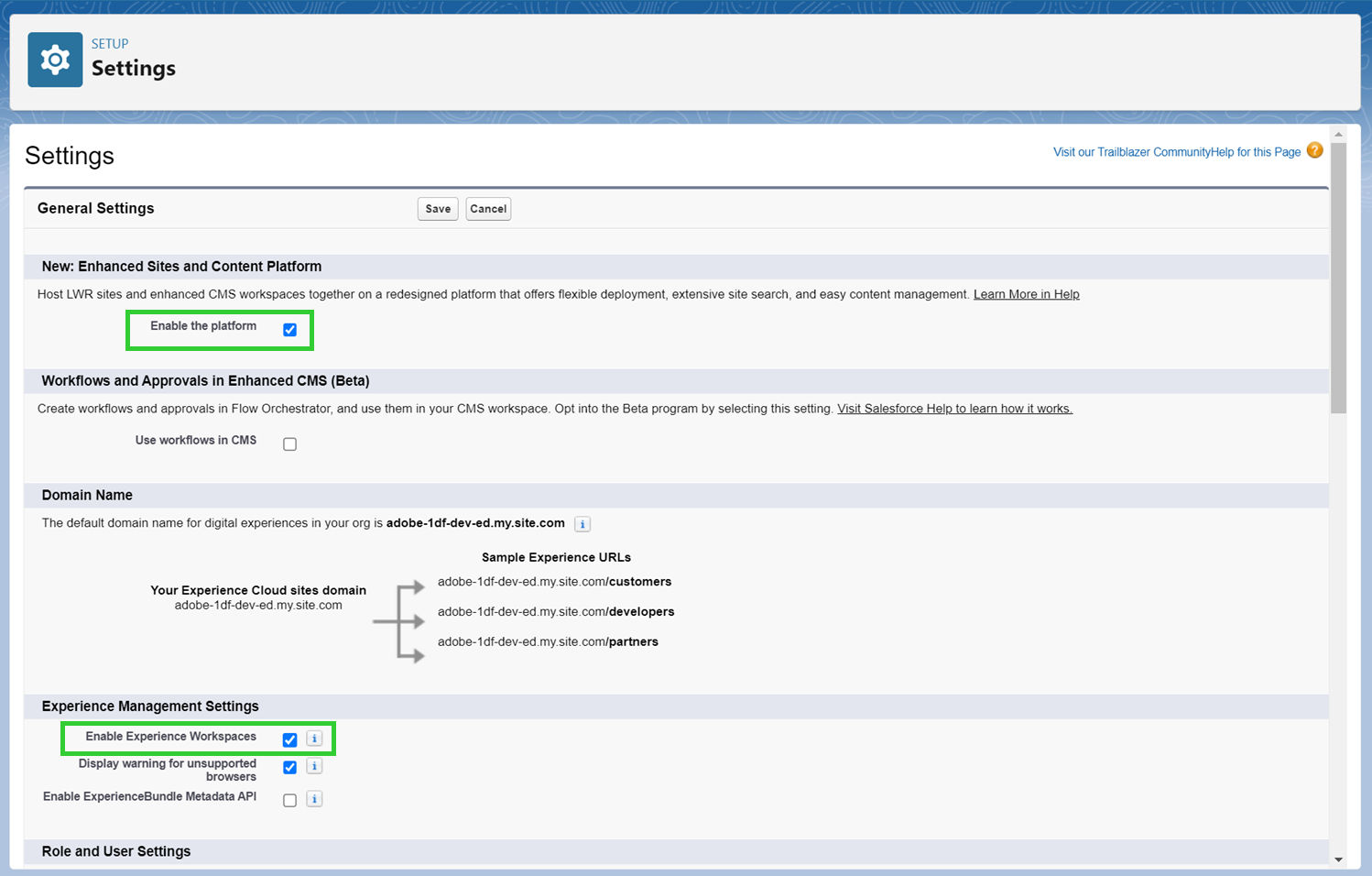 Enable Digital Experiences in Acrobat Sign for Salesforce.