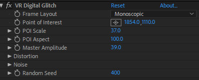 VR Digital Glitch settings