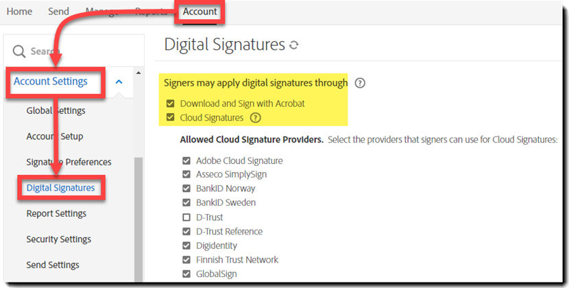 Digital Signature option