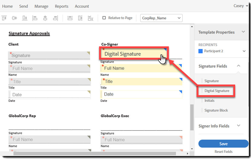 Digital signature field