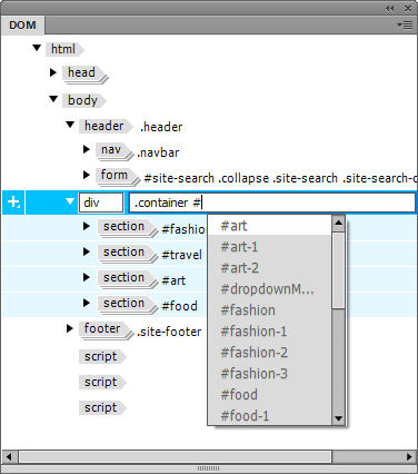 Editing and adding IDs in DOM panel
