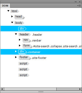 Non-contiguous selection in DOM panel