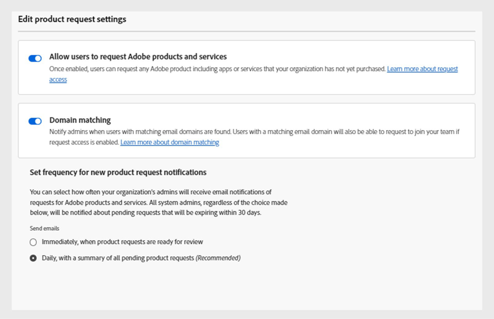 Enable or disable domain matching