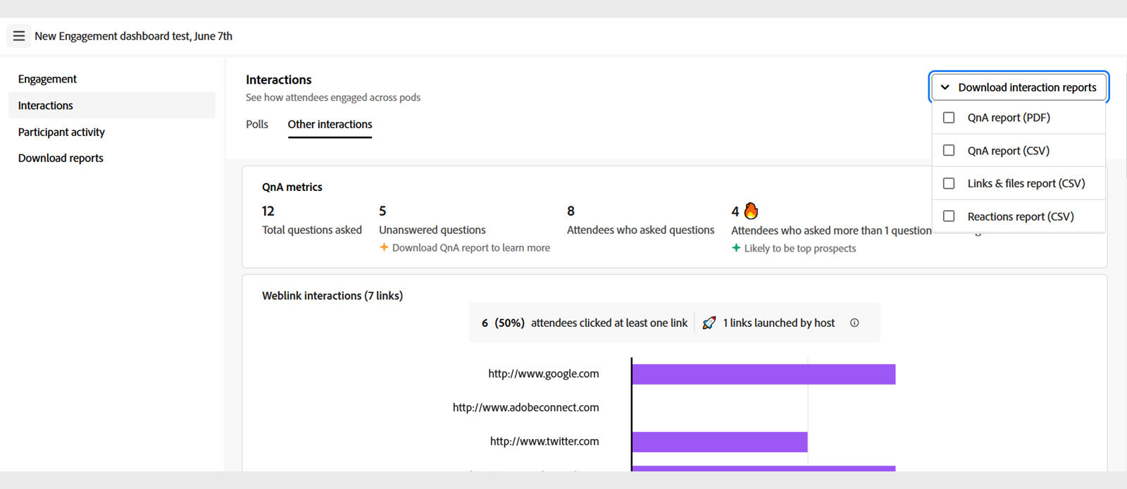 Download interaction reports