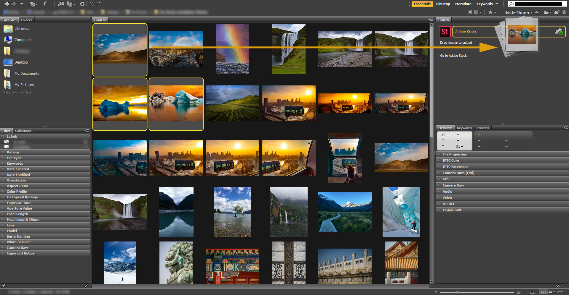Drag a selection of images onto the new Publish panel.