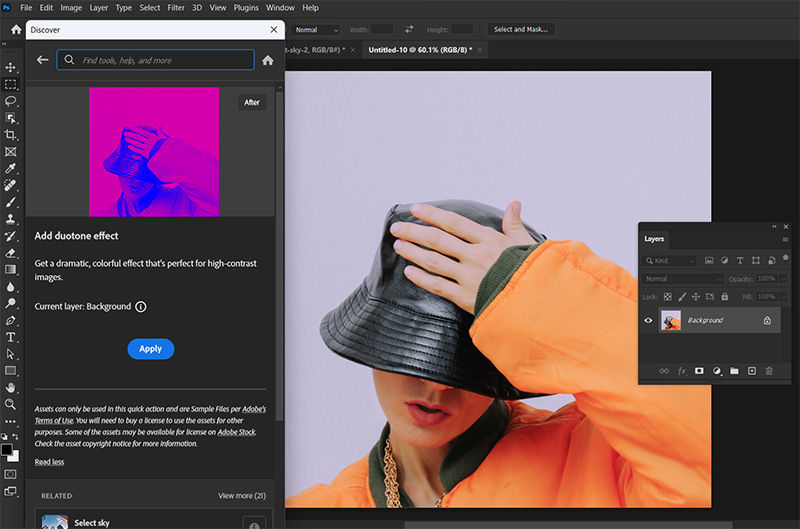 Перейдите на панель «Новые возможности» > «Быстрые действия» > «Добавить эффект дуплекса» и нажмите «Применить»