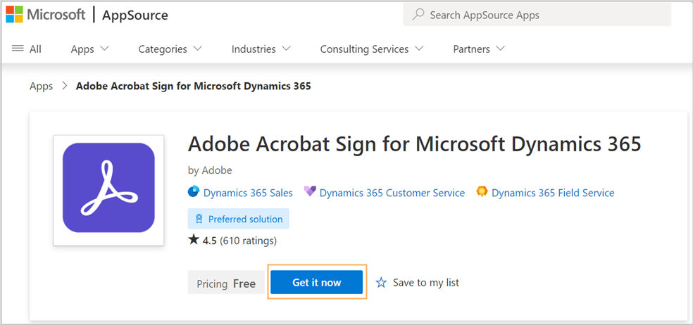 Install Adobe Acrobat Sign for Microsoft Dynamics 365