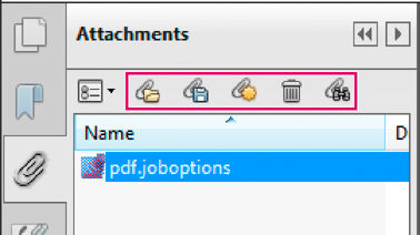 Attachments panel in Acrobat