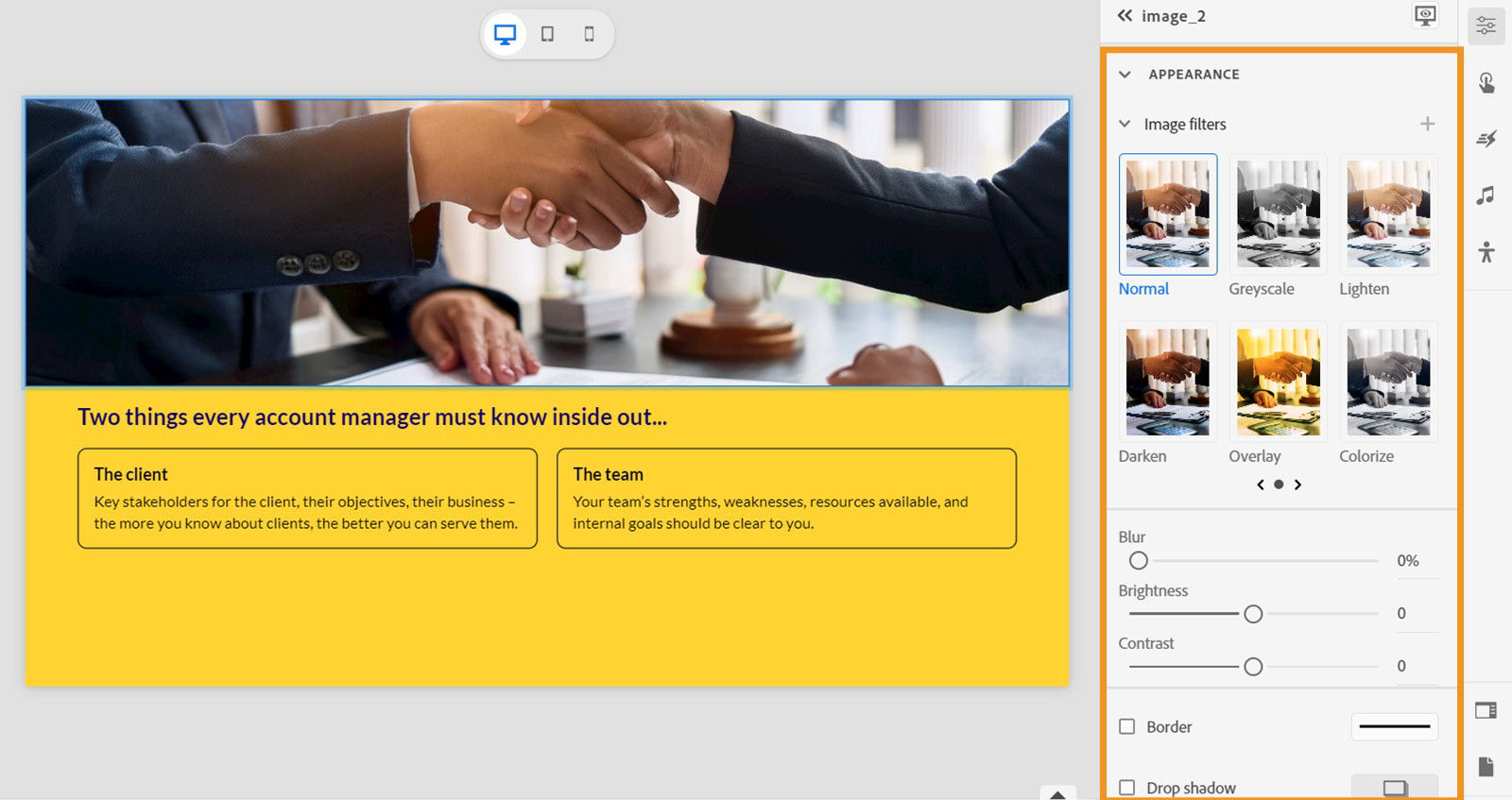 This image shows how to customize a generated image appearance from Visual properties