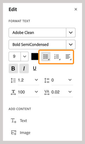 Add or edit list in a PDF