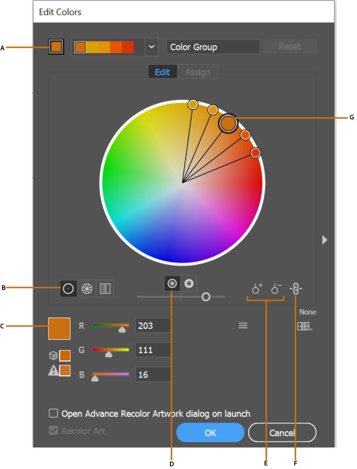 Work with color groups harmonies in Illustrator