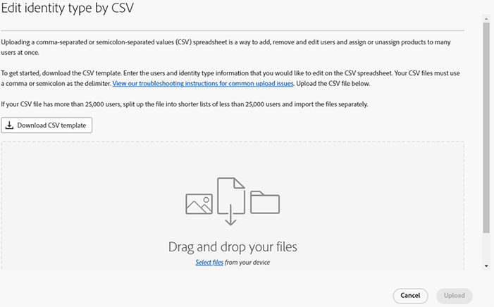 Edit Identity Type by CSV