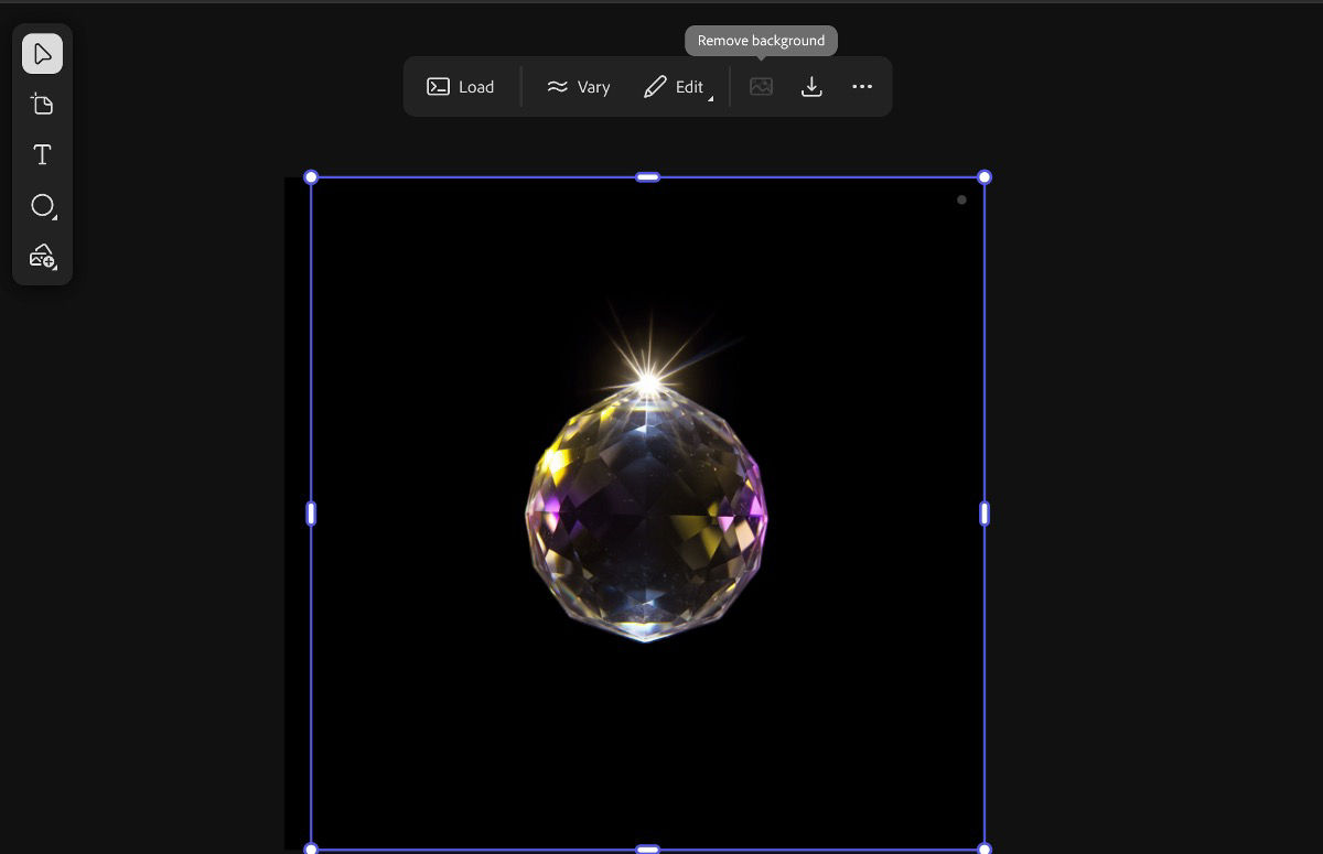 The image in the canvas is selected and the option to remove background is highlighted.