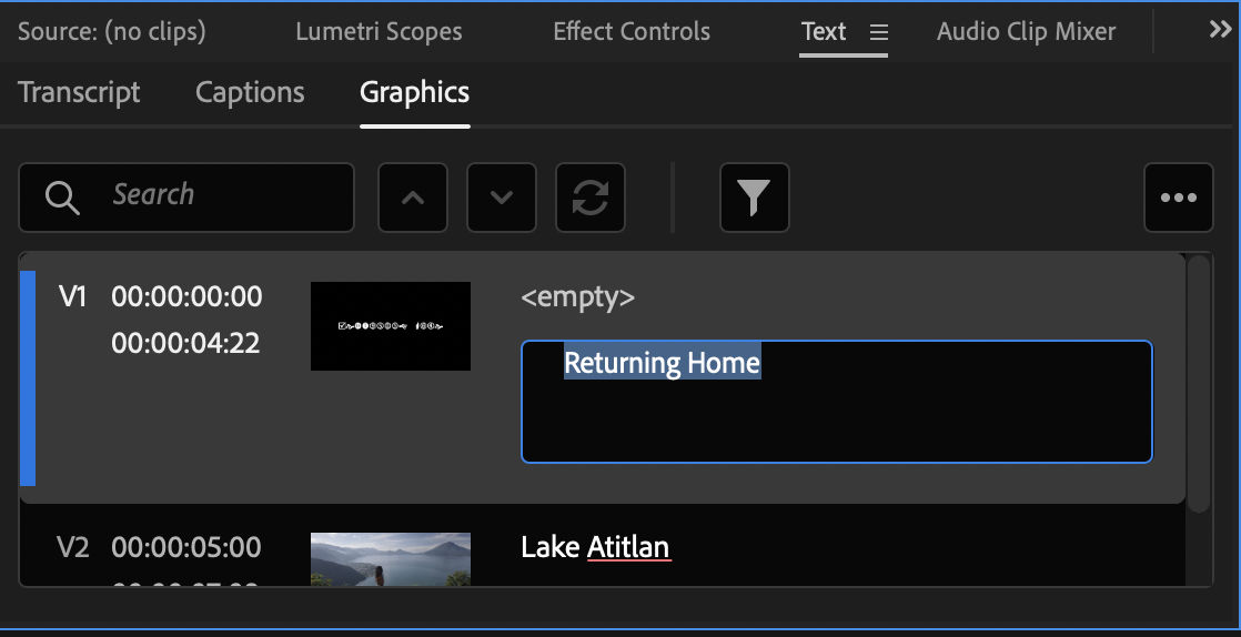 Filter graphics by track