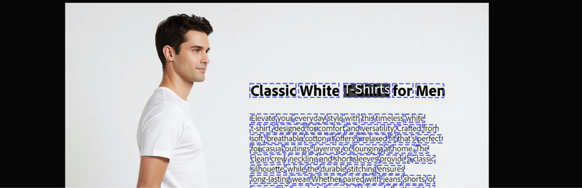 The text within the image is highlighted and enters an editable mode.