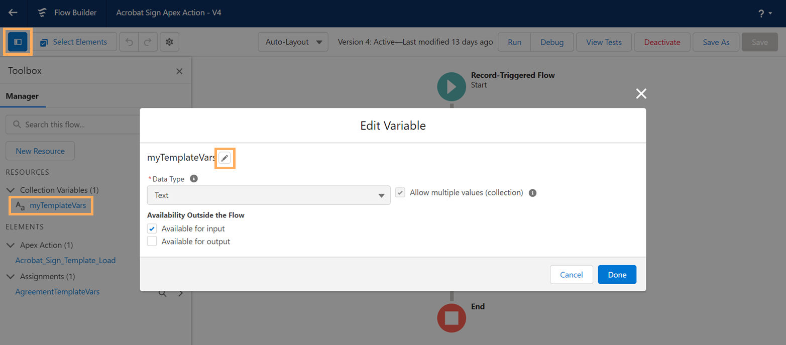 Set the variable with multiple values for Adobe Acrobat Sign agreement.