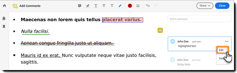 Edit comment