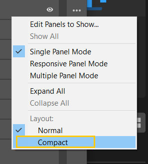 Select Compact to change the layout