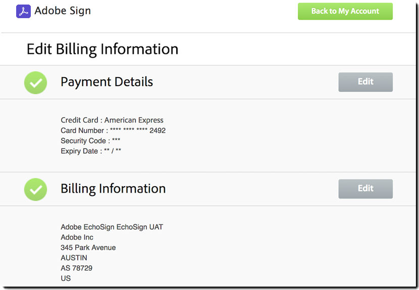Edit billing