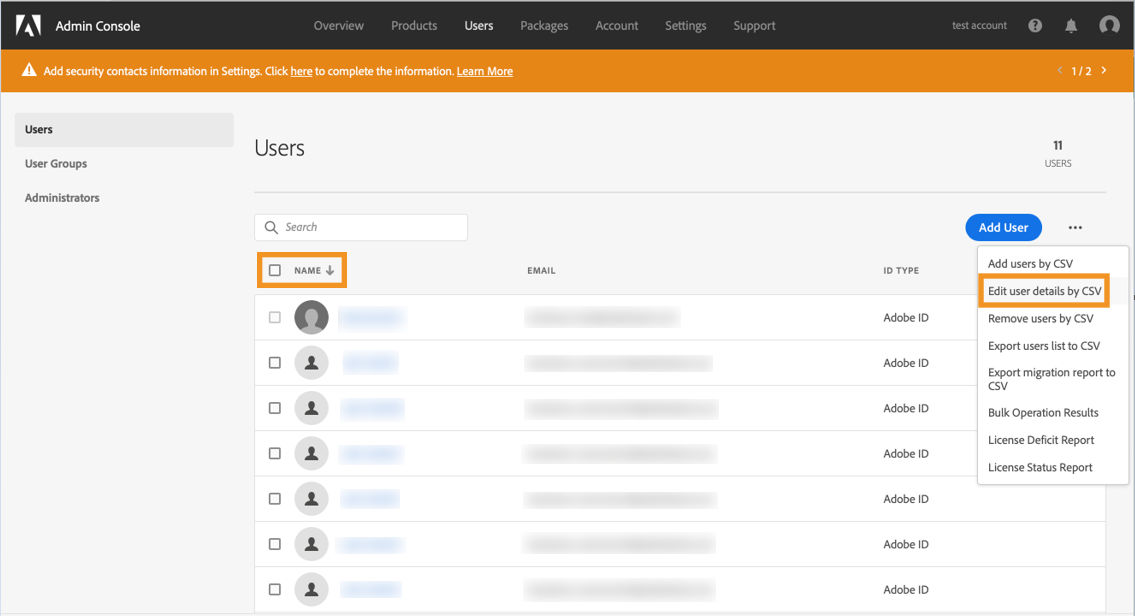 Edit user details