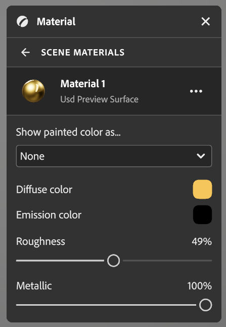 An image of the material panel while editing a material.