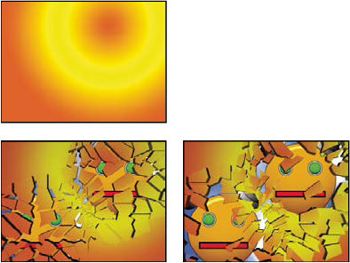 Shatter effect: Original image and as Shatter is applied over time to reveal another layer