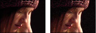 Add Grain effect: Original (left), and with effect applied (right)