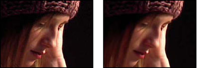 Remove Grain effect: original image and image with effect applied