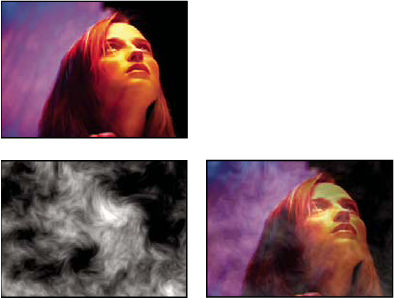 Set Matte effect: Original, matte layer, and result