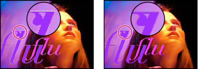 Remove Color Matting effect: Original and with Remove Color Matting effect applied