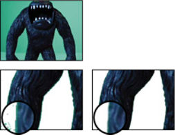 Effekt „Matte vergrößern/verkleinern“: Enthält nach dem Keying unerwünschte Kanten, die mit „Matte vergrößern/verkleinern“ entfernt werden