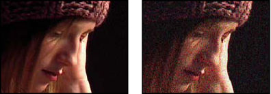 Noise effect: before and after applying effect